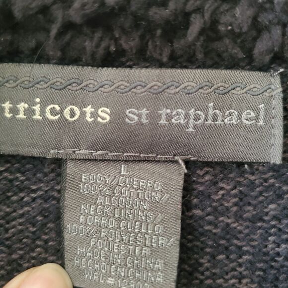 Tricots St Raphael Mens L Gray Cotton Acrylic Knit 1/4 Zip Sweater Fleece Alpine - Picture 3 of 14